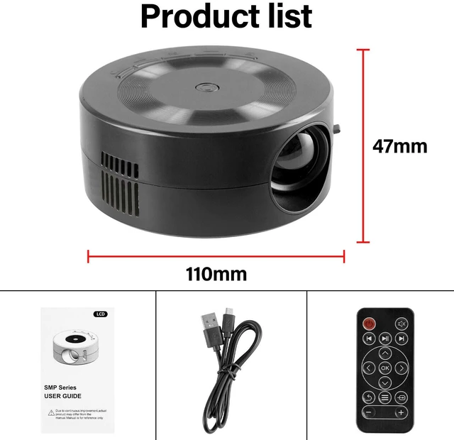 Alt view image 7 of 7 - Mini YT200 Home Projector Micro Portable Mini Small Children's Phone Projector, Compact Home Projector - black