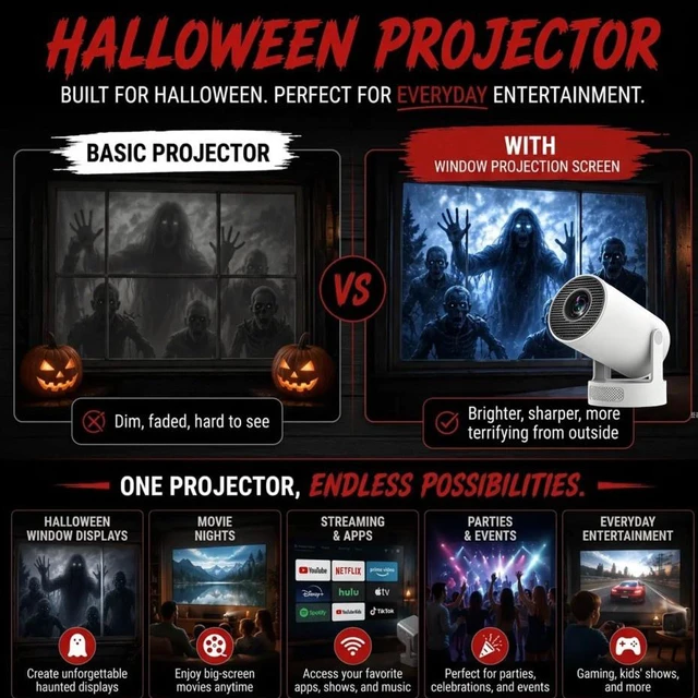 Alt view image 2 of 7 - HY300 Ultra Plus Barrel Projector Android , Bluetooth 5.4, 4K Decoding Support, Portable Mini Home Projector