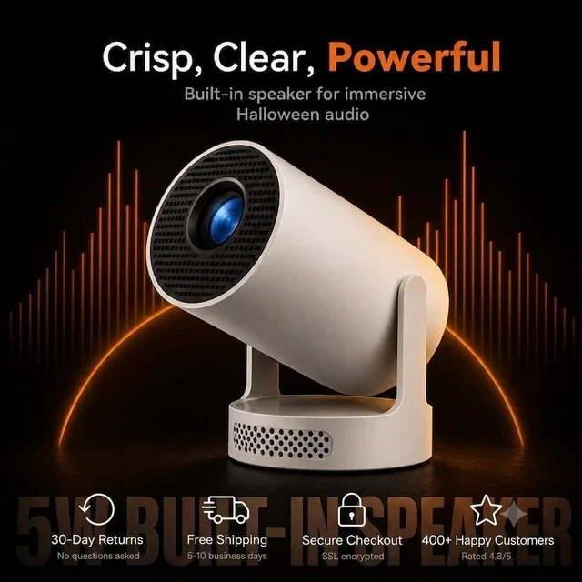 Alt view image 3 of 7 - HY300 Ultra Plus Barrel Projector Android , Bluetooth 5.4, 4K Decoding Support, Portable Mini Home Projector