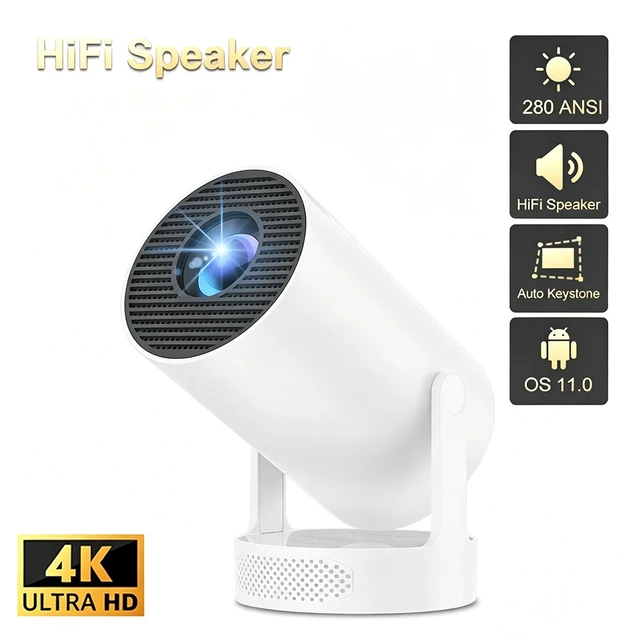 Alt view image 4 of 7 - HY300 Ultra Plus Barrel Projector Android , Bluetooth 5.4, 4K Decoding Support, Portable Mini Home Projector