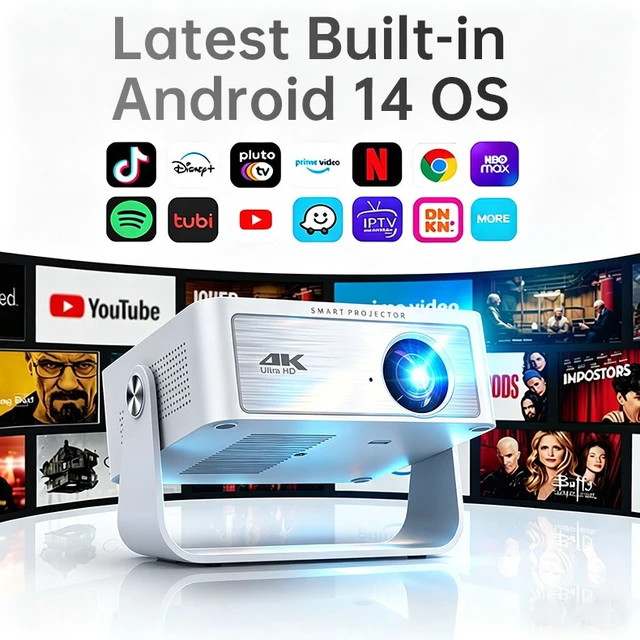 Alt view image 3 of 7 - Projector Ultra-High Home Bedroom Smart Home Theater, Compact Portable for Dorm & Students, Phone Screen Mirroring