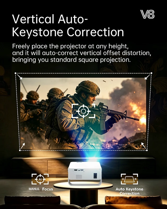 Alt view image 5 of 7 - Projector Ultra-High Home Bedroom Smart Home Theater, Compact Portable for Dorm & Students, Phone Screen Mirroring