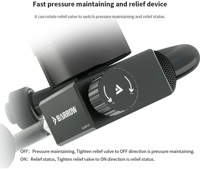 Alt view image 7 of 7 - Barrow Manual Air Pressure Leak Tester for PC Water Cooling System, Portable Loop Seal Tester, Fast Airtightness Detection Tool for Water-Cooled Computers