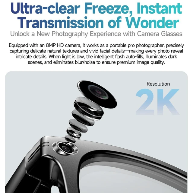 Alt view image 3 of 4 - W610 Smart Glasses 8MP AI Camera, Bluetooth Calling, High-Tech Sunglasses, UV Protection