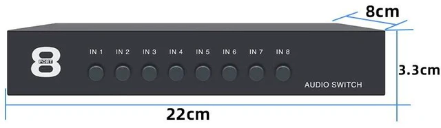 Alt view image 4 of 4 - 8-in-1-Out Audio Switcher RCA/3.5mm Stereo Audio Selector for PC/Karaoke/DVD, Lossless Sound
