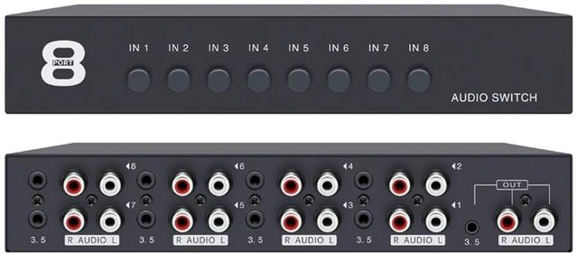Main image of 8-in-1-Out Audio Switcher RCA/3.5mm Stereo Audio Selector for PC/Karaoke/DVD, Lossless Sound