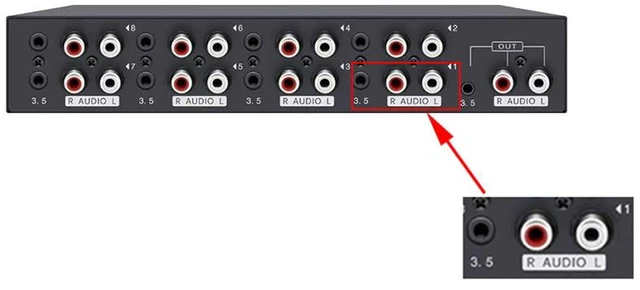 Alt view image 3 of 4 - 8-in-1-Out Audio Switcher RCA/3.5mm Stereo Audio Selector for PC/Karaoke/DVD, Lossless Sound