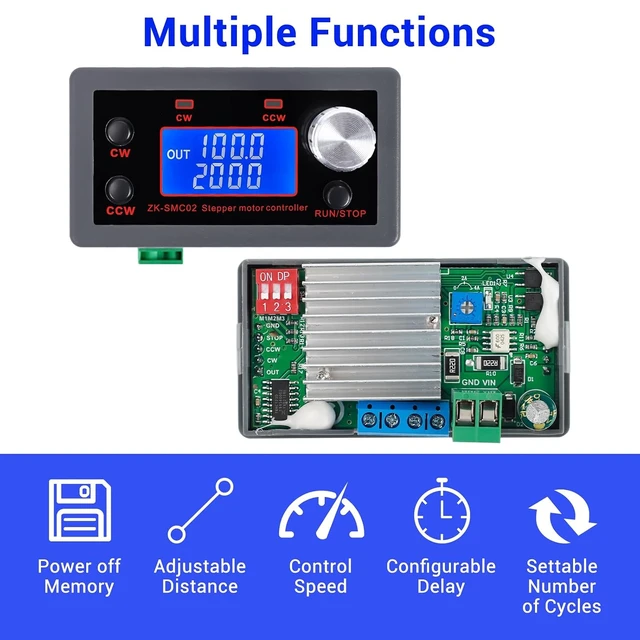 Alt view image 3 of 7 - 42/57 Stepper Motor Driver Controller for NEMA 17/23 Integrated Stepper Driver Module with Forward Reverse Speed Control, LCD Display Motor Controller for CNC DIY Automation