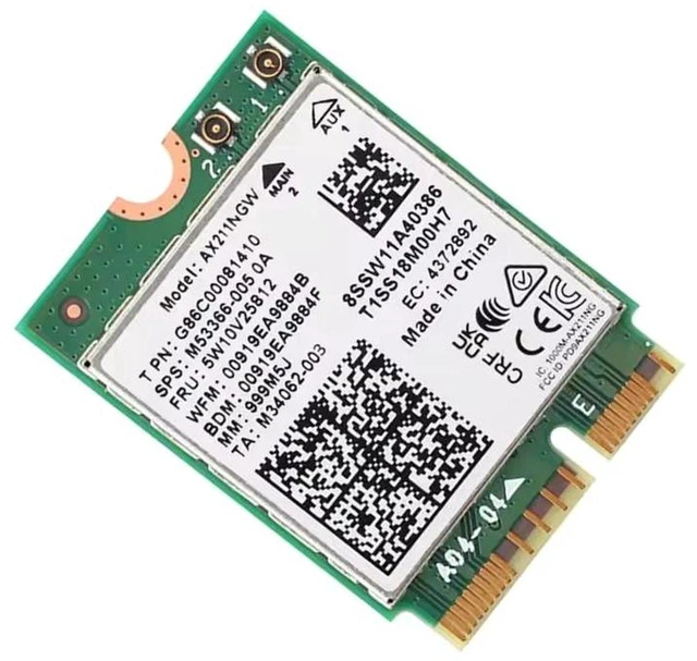 Alt view image 7 of 7 - WiFi 6E AX211NGW Tri-Band 2.4G/5G/6Ghz Wireless Network Wifi Card Adapter for Bluetooth 5.2 AX211 M.2 KeyE CNVio Windows11 with 1x Antenna & 1x Cable