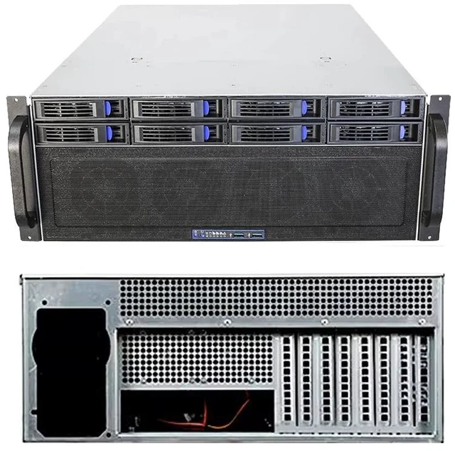 Main image of R4408 4U Server Chassis 8-Bay SATA Hot-Swap Backplane, ATX PSU Mount, Supports EATX Motherboard, for AI Storage/GPU Computing/Rendering