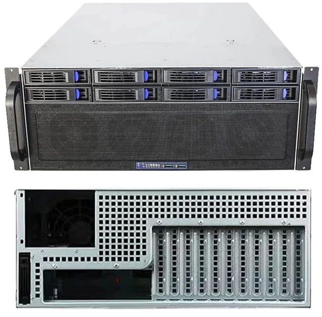 Main image of R4408 4U Server Chassis 11-Slot Redundant PSU Mount, 8-Bay SATA Hot-Swap Backplane, Supports EATX, for AI Storage/GPU Computing/Rendering