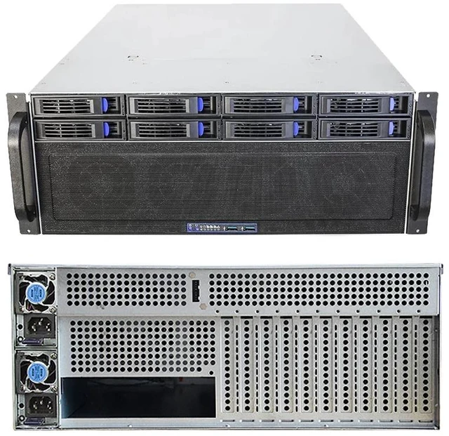 Main image of R4408 4U Server Chassis 11-Slot Vertical Redundant PSU Mount, 8-Bay SATA Hot-Swap Backplane, Supports EATX, for AI Storage/GPU Computing/Rendering