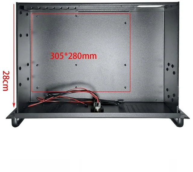 Alt view image 5 of 7 - 4U Short 300mm Depth Industrial Chassis (Chassis Only) 19" Rackmount, Black, Supports 12×9.6" (305×245mm) ATX Motherboard, 7 Slots, ATX PSU, for Laser/Server/Industrial Control