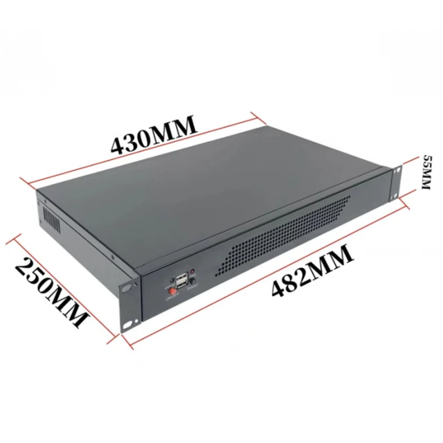 Alt view image 7 of 7 - 1.2U Short 250mm Depth Industrial Chassis (Chassis Only) 19" Rackmount, Supports 17×17cm ITX Motherboard, FLEX PSU, 2 COM Ports, for Gateway/Video Conference/Industrial Control