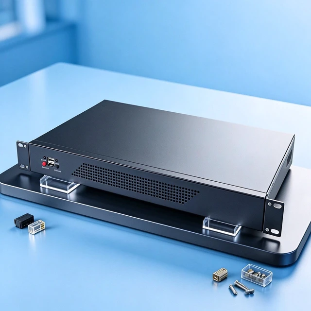 Alt view image 5 of 7 - 1.2U Short 250mm Depth Industrial Chassis (Chassis Only) 19" Rackmount, Supports 17×17cm ITX Motherboard, FLEX PSU, 2 COM Ports, for Gateway/Video Conference/Industrial Control