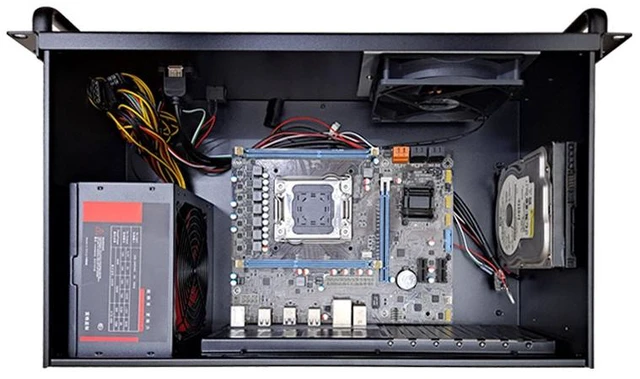 Alt view image 5 of 7 - Laser Marking Dedicated Chassis (Chassis Only) 4U Short 250mm Depth, 19" Rackmount, 7 Slots, ATX PSU, Black