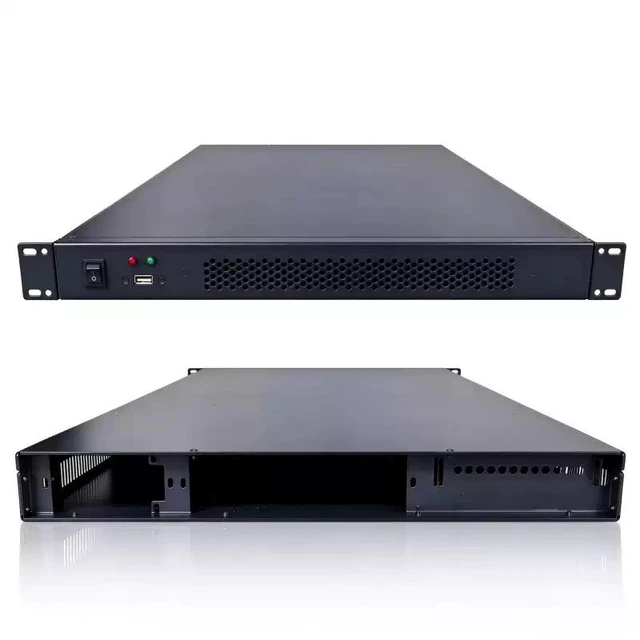 Main image of 1U Extended 650mm Server Chassis (Chassis Only) Rackmount, Supports ATX Motherboard, 4x 3.5" Drive Bays, Black, for Blade/Storage/Server