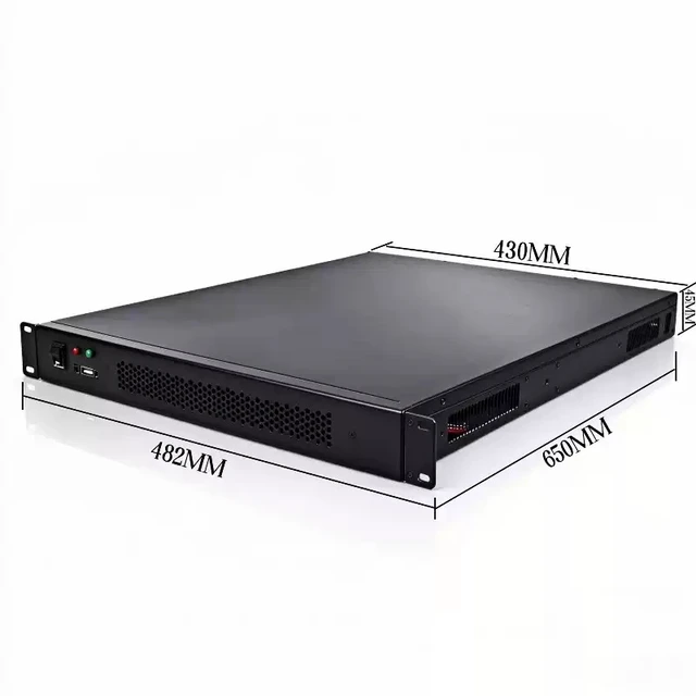 Alt view image 3 of 7 - 1U Extended 650mm Server Chassis (Chassis Only) Rackmount, Supports ATX Motherboard, 4x 3.5" Drive Bays, Black, for Blade/Storage/Server