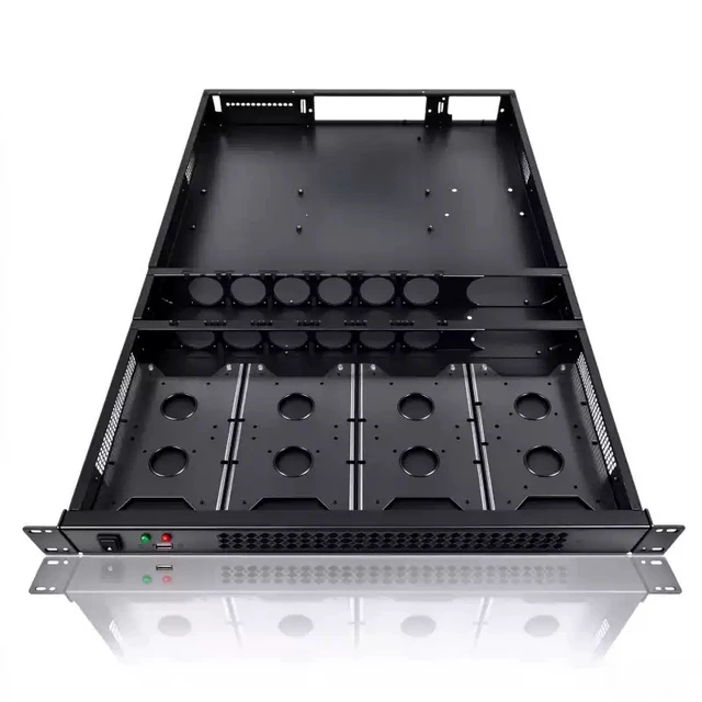Alt view image 4 of 7 - 1U Extended 650mm Server Chassis (Chassis Only) Rackmount, Supports ATX Motherboard, 4x 3.5" Drive Bays, Black, for Blade/Storage/Server