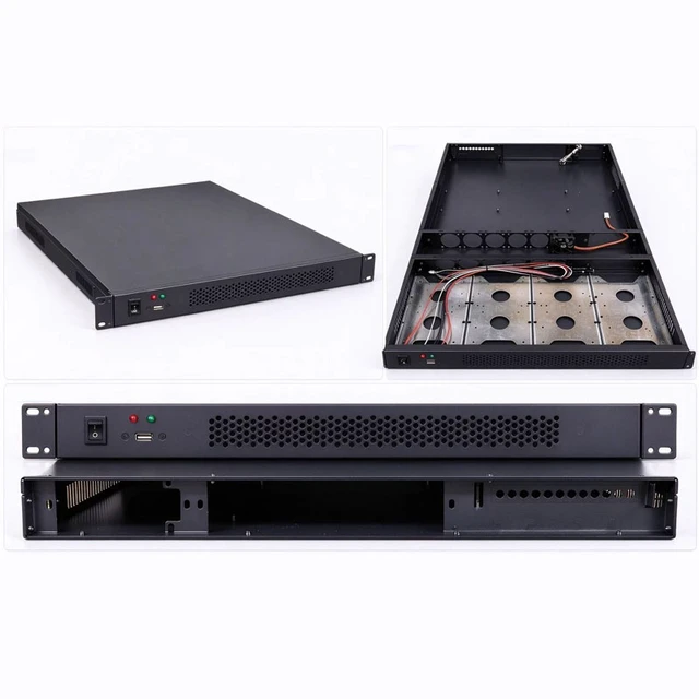 Alt view image 7 of 7 - 1U Extended 650mm Server Chassis (Chassis Only) Rackmount, Supports ATX Motherboard, 4x 3.5" Drive Bays, Black, for Blade/Storage/Server