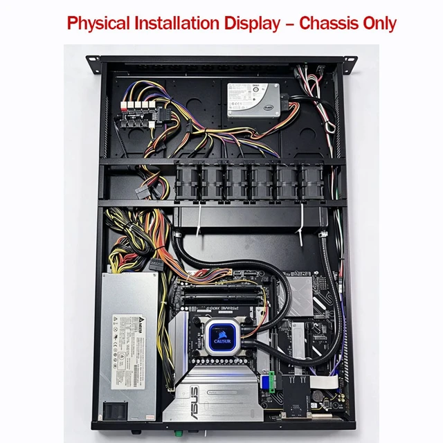 Alt view image 5 of 7 - 1U Extended 650mm Server Chassis (Chassis Only) Rackmount, Supports ATX Motherboard, 4x 3.5" Drive Bays, Black, for Blade/Storage/Server