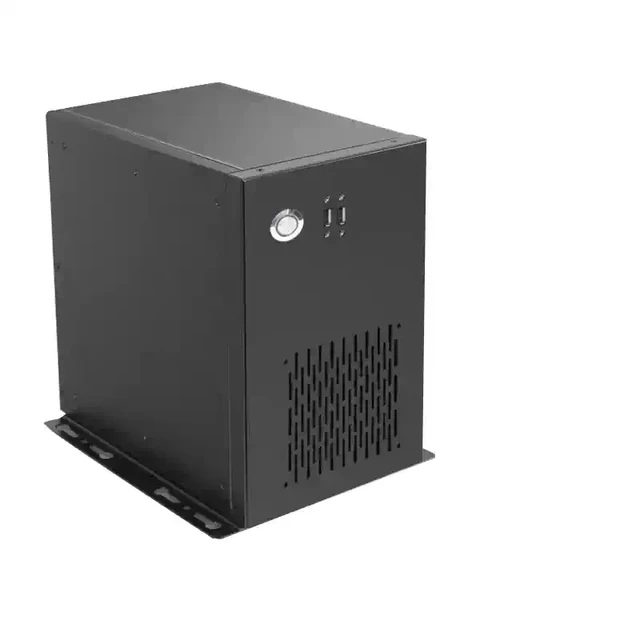 Alt view image 3 of 7 - Wall-Mount Industrial Chassis (Chassis Only) Supports 24×24cm M-ATX, 4 Slots, Multi-COM Cutouts, Wall/Desktop, Black/Industrial Grey