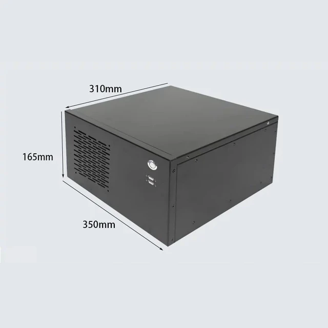Alt view image 6 of 7 - Wall-Mount Industrial Chassis (Chassis Only) Supports 24×24cm M-ATX, 4 Slots, Multi-COM Cutouts, Wall/Desktop, Black/Industrial Grey