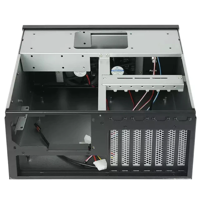 Alt view image 3 of 6 - Wall-Mount Industrial Chassis (Chassis Only) 7 Full-Height Slots, Supports ATX Motherboard, ATX PSU, Multi-COM, 2x 8cm Fans Included, Desktop/Wall-Mount, Black/Industrial Grey