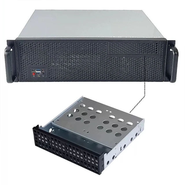 Alt view image 5 of 7 - 3U Short 300mm Depth Industrial Server Chassis (Chassis Only) with Optical Drive Bay, Supports MATX Motherboard, ATX PSU, 2x 3.5" HDD, 4 Full-Height Slots, 2x 8cm Fans, for Workstation/Storage