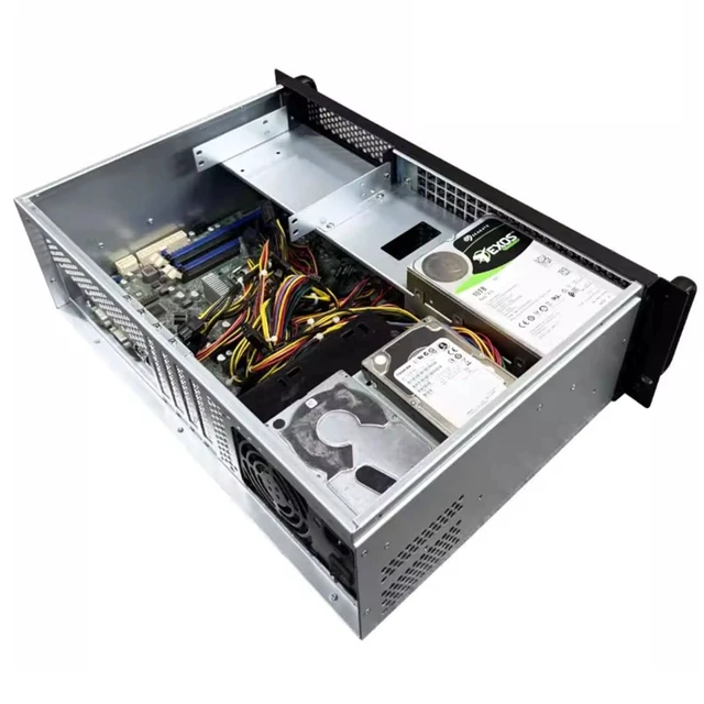 Alt view image 6 of 7 - 3U Short 300mm Depth Industrial Server Chassis (Chassis Only) with Optical Drive Bay, Supports MATX Motherboard, ATX PSU, 2x 3.5" HDD, 4 Full-Height Slots, 2x 8cm Fans, for Workstation/Storage