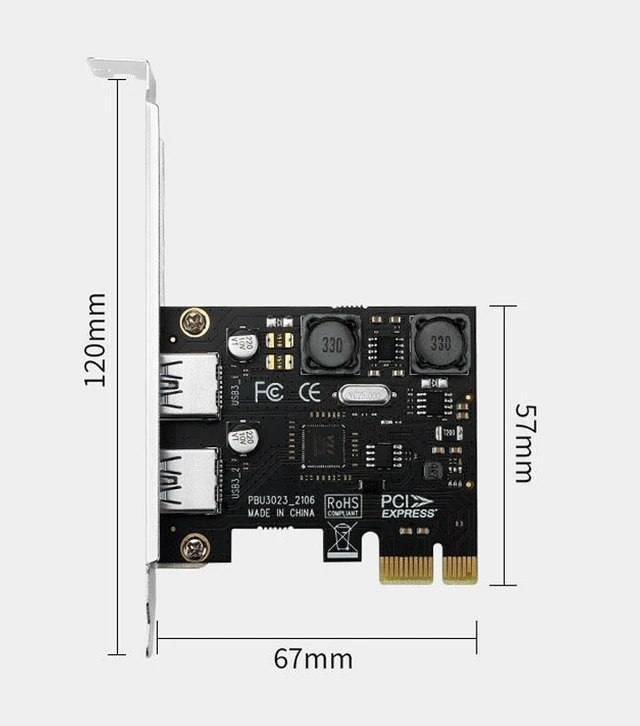 Alt view image 6 of 6 - ASM3142 Dual-Port USB 3.1 Expansion Card PCIe to 2x Type-A, 10Gbps, UASP Support, for Desktop/Server/Industrial Devices