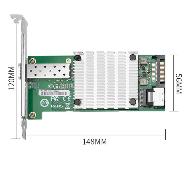 Alt view image 7 of 7 - M.2 to 10G SFP+ Server Fiber NIC Intel 82599 Chipset, PCIe x4, Single Port, Supports PXE/UEFI, for Compact Server/Industrial PC
