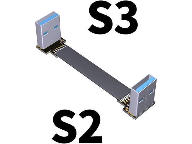 Alt view image 2 of 7 - ADT-Link USB 3.0 Cable USB to USB Cable Type A Male to Male Extension Cable Super Speed HDD 90/270 Degree Angle Up/Down Angled (30cm,S2-S3)