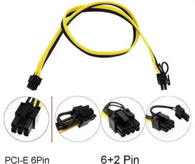 Alt view image 6 of 7 - 6 Pin PCI-e to 8 Pin (6+2) PCI-e Power Cable for HP Dell 750W / 1200W Server PSU Breakout Board Graphic Cards GPU Mining (8-Pack)