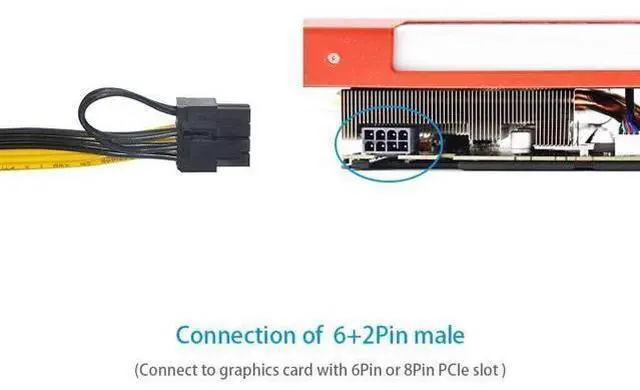 Alt view image 5 of 7 - 6 Pin PCI-e to 8 Pin (6+2) PCI-e Power Cable for HP Dell 750W / 1200W Server PSU Breakout Board Graphic Cards GPU Mining (8-Pack)