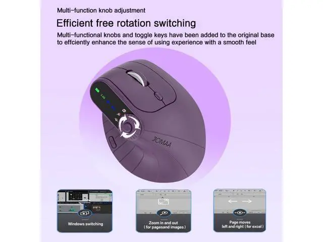 Alt view image 5 of 7 - Dan Dan Ergonomic Vertical Wireless Mouse with 57° Natural Handshake Posture, Rechargeable, 2.4G & Bluetooth 5.2 Connectivity, Multi-Device Support, Adjustable DPI, 500mAh Battery (C)