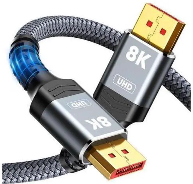 Main image of Vszerda 8K 4K DisplayPort Cable 1.4, 15FT DP Cord (8K@60Hz, 4K@144Hz, 2K@240Hz/165Hz), 32.4Gbps High Speed Display Port Cable for Gaming Monitor, HDR/FreeSync/G-Sync, Braided, Grey