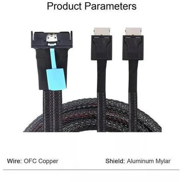 Alt view image 3 of 6 - Vszerda PCI-E5.0 MCIO SFF-8654 8I 74P to 2X Oculink SAS SFF-8611 4I Server Adapter Cable (1m)