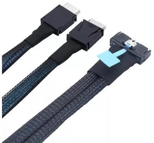 Alt view image 5 of 6 - Vszerda PCI-E5.0 MCIO SFF-8654 8I 74P to 2X Oculink SAS SFF-8611 4I Server Adapter Cable (1m)