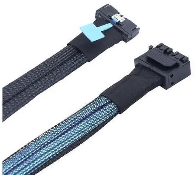 Alt view image 3 of 6 - Vszerda PCI-E 5.0 MCIO 8X 74Pin to 8X Dual 36Pin Mini SAS HD SFF-8643 Adapter Cable 50CM