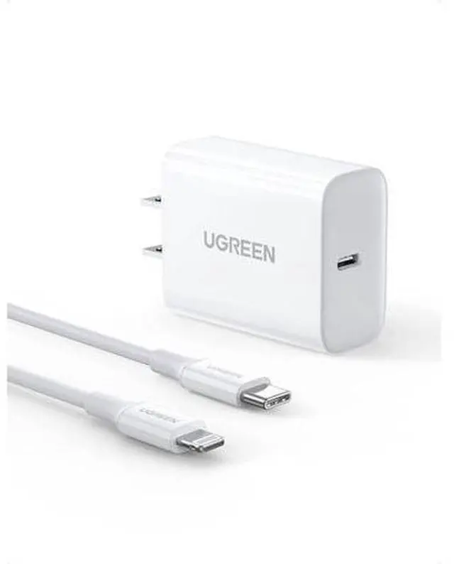Main image of UGREEN 18W USB C PD Fast Charger with USB C to Lightning Cable MFi Certified iPhone Charging Cable 3FT Compatible for iPhone 13/13 Mini/13 Pro/13 Pro Max/12, iPad, AirPods Pro, Galaxy S20/Note20
