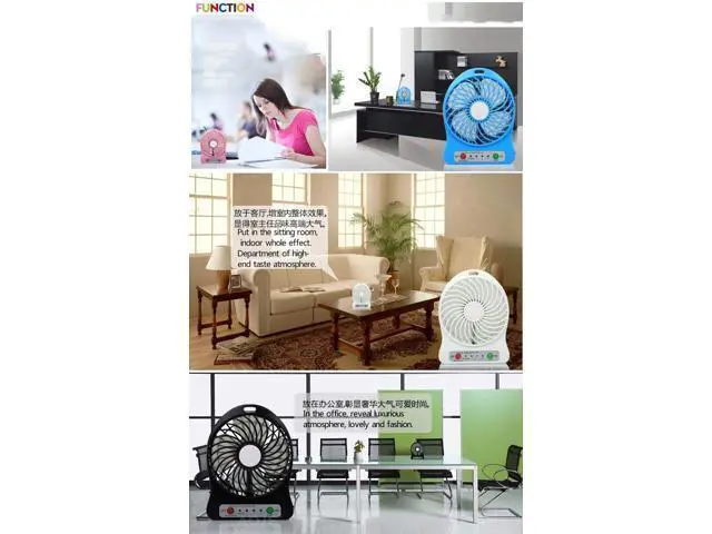 Alt view image 5 of 6 - 4-inch 3 Speeds Portable Mini USB Fan Electric Powered Rechargeable Desktop Fan Battery/ USB Powered Laptop Cooler Cooling Operated Cool Cooler Fan with Rechargeable Battery and USB Charge Cable-Blue