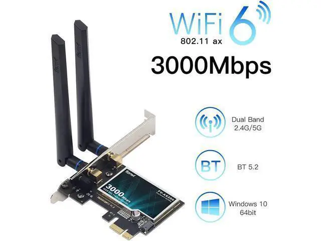 Alt view image 3 of 4 - WiFi 6 AX200 AX200NGW Desktop PCI-E Wireless Adapter Dual Band BT5.2 3000Mbps WiFi 802.11ax PCIe Network Card for AX ax11000 Router MU-MIMO Gigabit Speed 4k 8k Video Gaming for PC Windows 10,11 64 bit