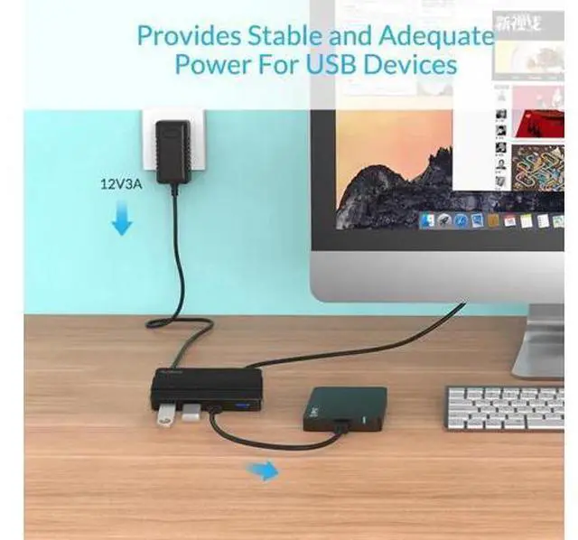 Alt view image 3 of 5 - H4928-U3 4 Port USB3.0 Hub for Windows XP / Vista / 7 / 8 / 10 / Linux / Mac OS