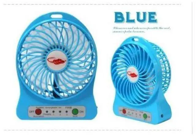 Main image of 4-inch 3 Speeds Portable Mini USB Fan Electric Powered Rechargeable Desktop Fan Battery/ USB Powered Laptop Cooler Cooling Operated Cool Cooler Fan with Rechargeable Battery and USB Charge Cable-Blue
