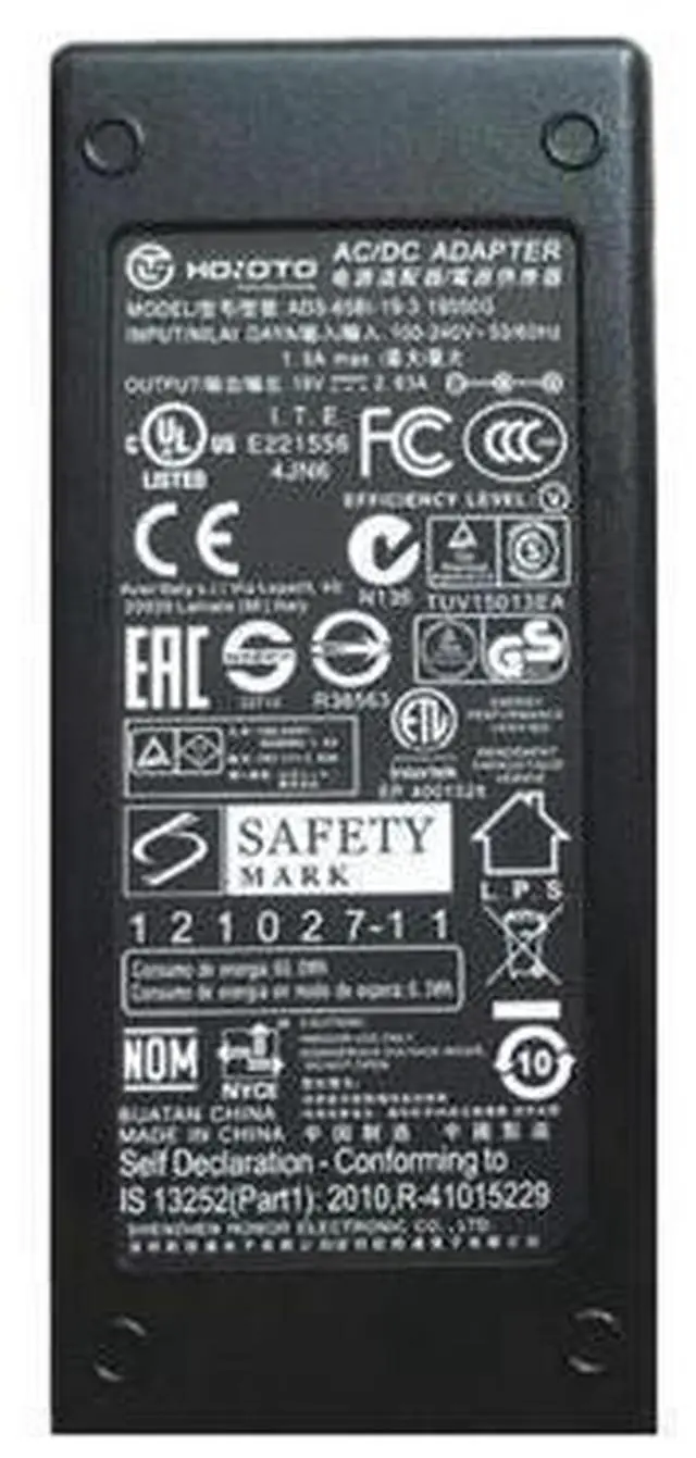 Alt view image 2 of 2 - 19V 2.63A 50W 5.5x1.7mm ADS-65BI-19-3 Power Supply AC Adapter Charger For APD DA-50F19 ACER HP 2711X 2511X LED MONITOR