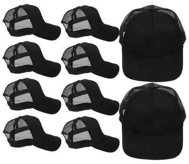 Main image of 10pcs Sublimation Blank Mesh Trucker Hats, Black Polyester Baseball Caps for DIY Heat Transfer, Summer Caps Suitable for Men and Women