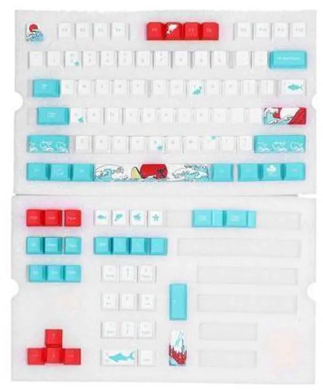 Main image of 110 Key Universal PBT Keycaps with Keycap Puller, Ergonomic Oil Thermal Sublimation Keycaps for Mechanical Keyboard, Red Green White Anime Style