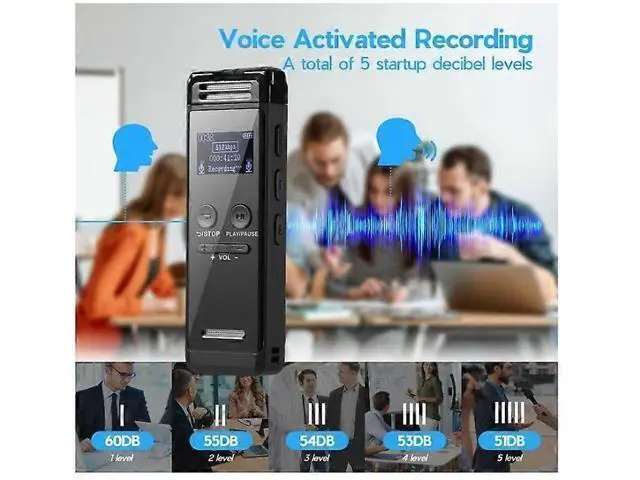 Alt view image 4 of 5 - Ecocleanpath 64GB Digital Voice Recorder with Password, MP3 Player & Voice Activation - Black