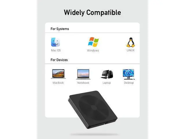 Alt view image 7 of 7 - _Mega Brand External CD/DVD Drive for Laptop with USB 3.0 & Type-C, Portable DVD Burner, External Disc Drive, CD Reader for Laptop, Lightweight USB CD/DVD External Drive Compatible with PC